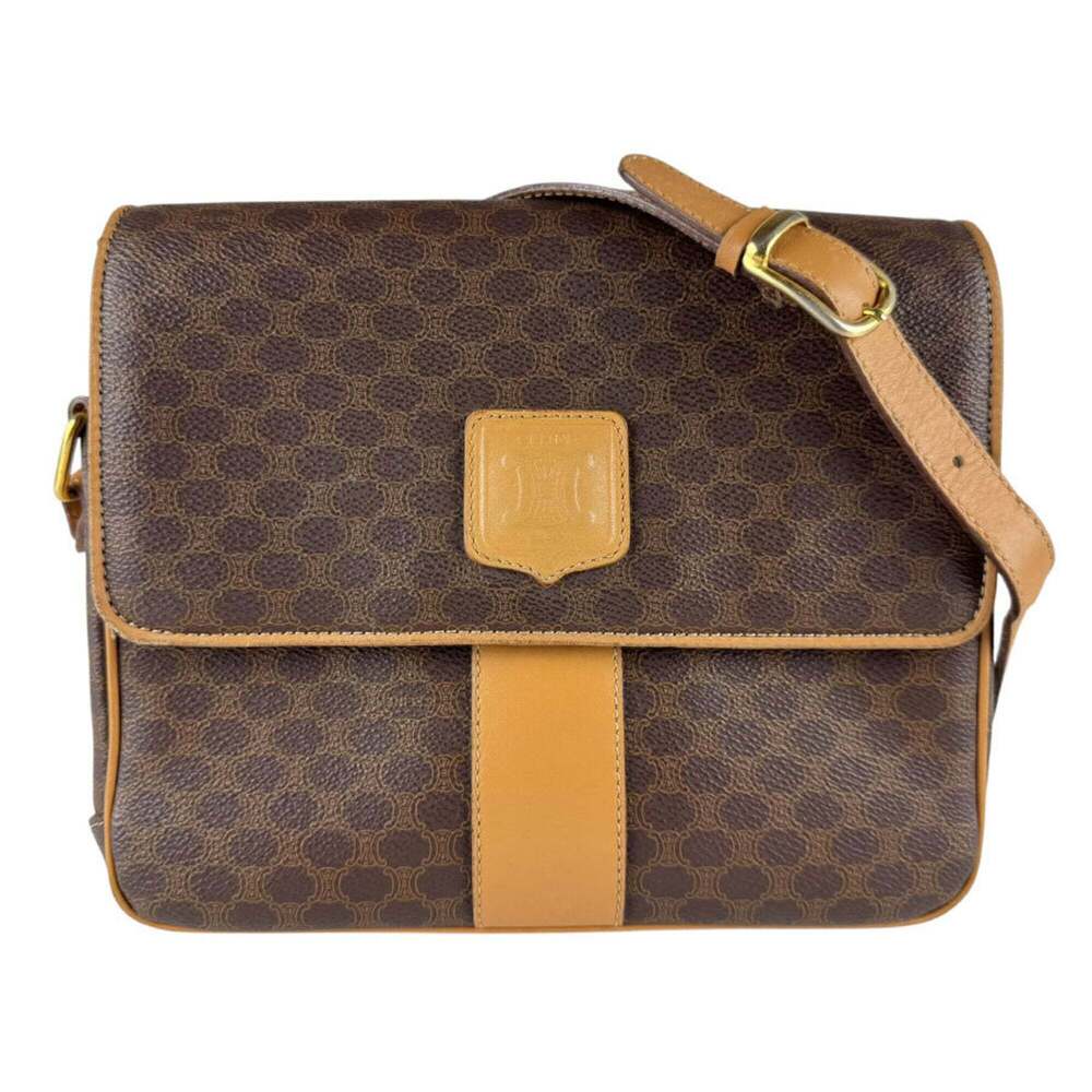 Celine CELINE Shoulder Bag Macadam Coated Canvas Brown Women's z9822